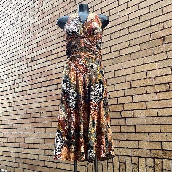 Vintage Dresses & Skirts - Vintage Studio 1940 Y2K Ikat Halter Dress Size 8